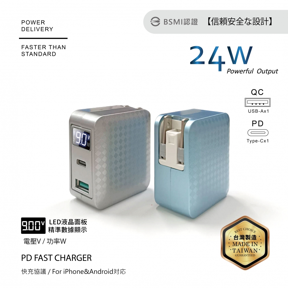 24W-顯示卡夢烤漆充電器