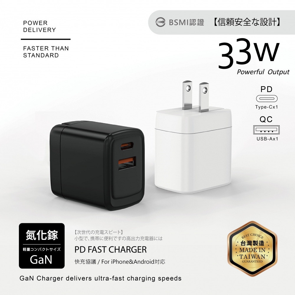 33W-氮化鎵1A1C充電器B