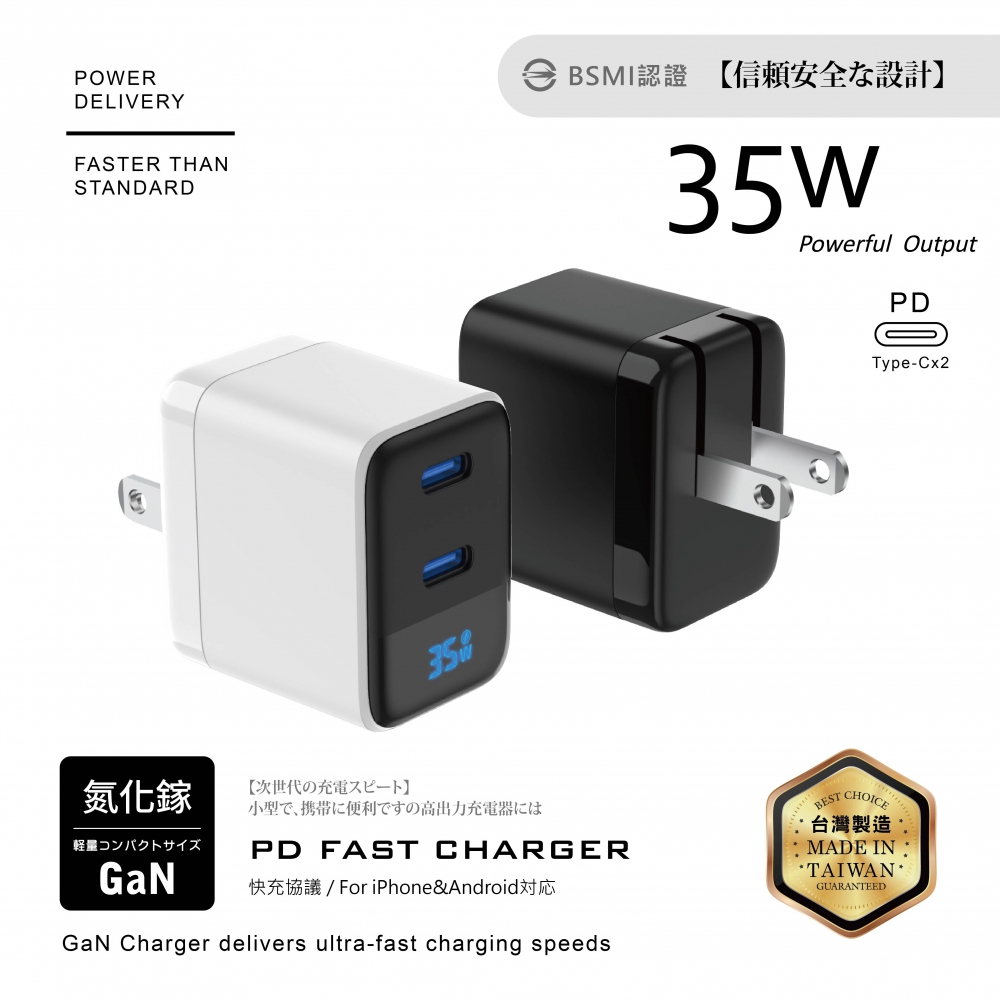 35W-2C顯示摺疊充電器E